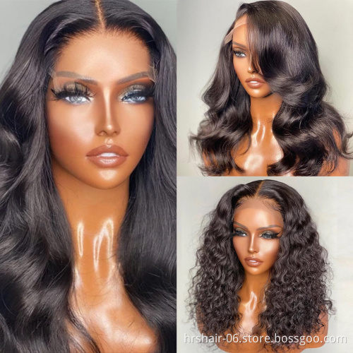 Whosale Brazilian Virgin Human Hair, 150% 180% density HD Transparent swiss Lace Frontal Wigs For Black Women, Full Lace Wigs